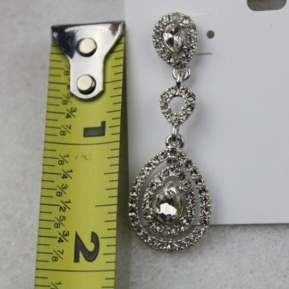 Silver-Tone Pave Orbital Drop Earrings - Picture 4 of 5